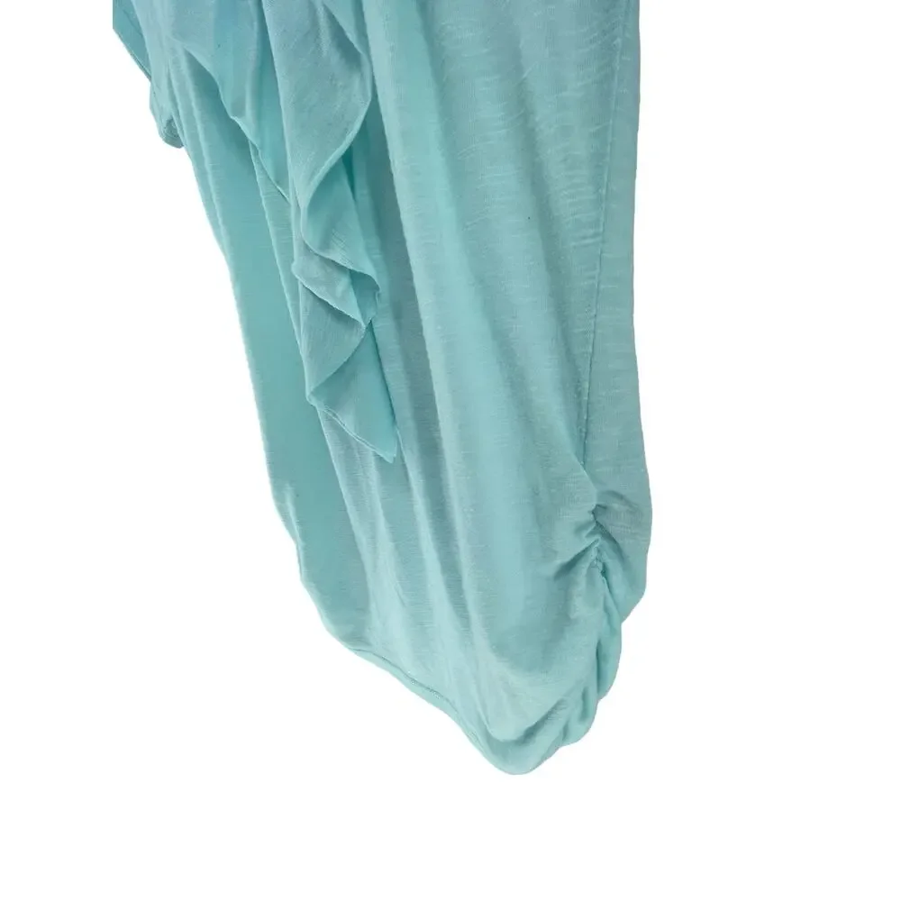 Lena Light Blue Ruffled Short Sleeve Blouse Women's Size Small